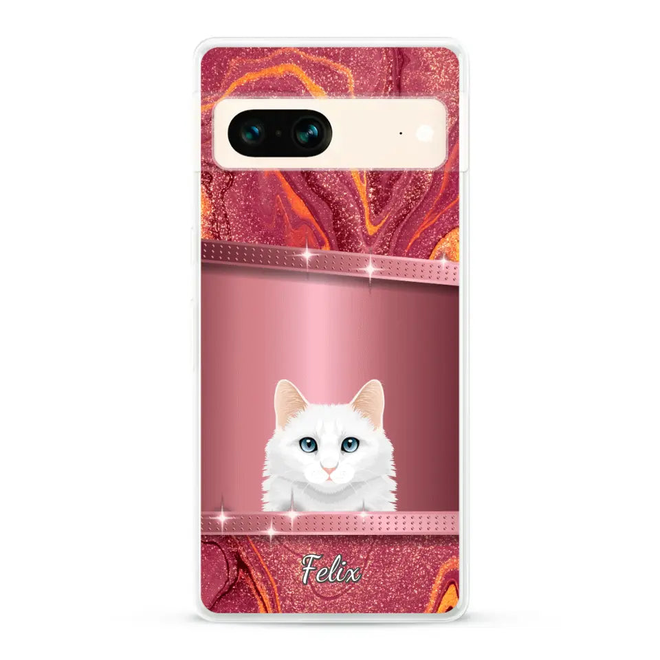 Spionerende katten glitter - Gepersonaliseerd telefoonhoesje