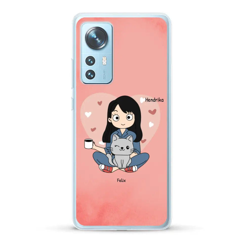 Cartoon katten mama - Gepersonaliseerd telefoonhoesje