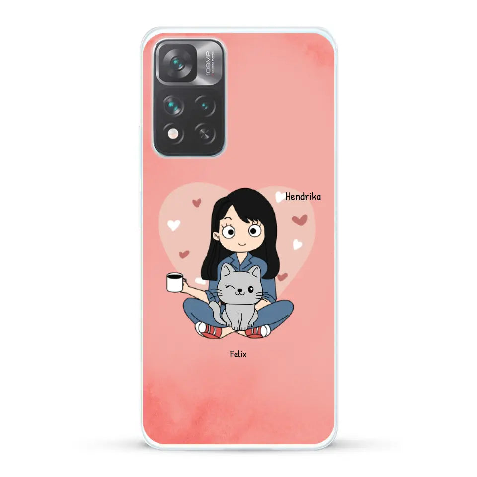 Cartoon katten mama - Gepersonaliseerd telefoonhoesje