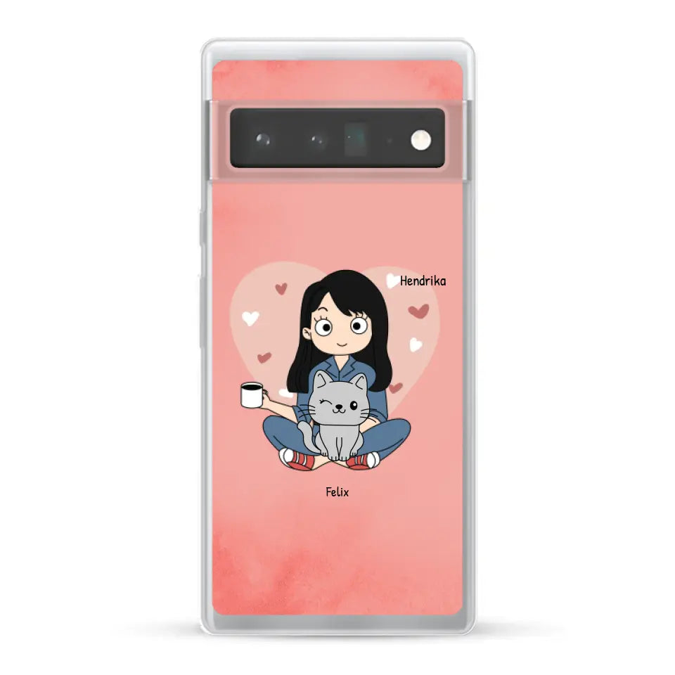 Cartoon katten mama - Gepersonaliseerd telefoonhoesje