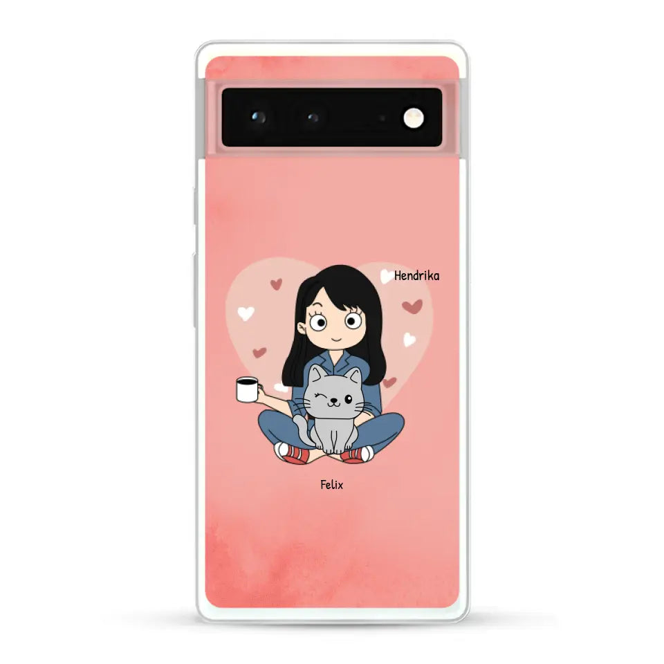 Cartoon katten mama - Gepersonaliseerd telefoonhoesje