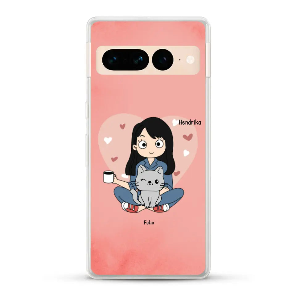 Cartoon katten mama - Gepersonaliseerd telefoonhoesje