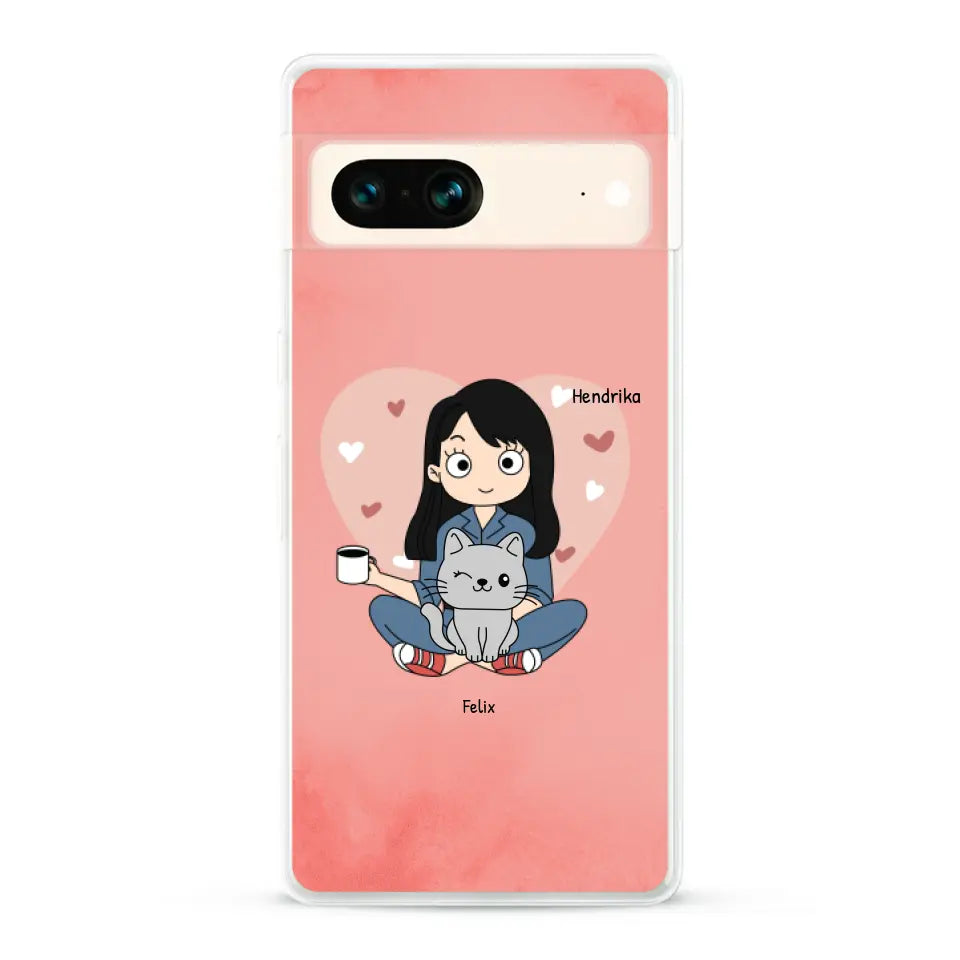 Cartoon katten mama - Gepersonaliseerd telefoonhoesje