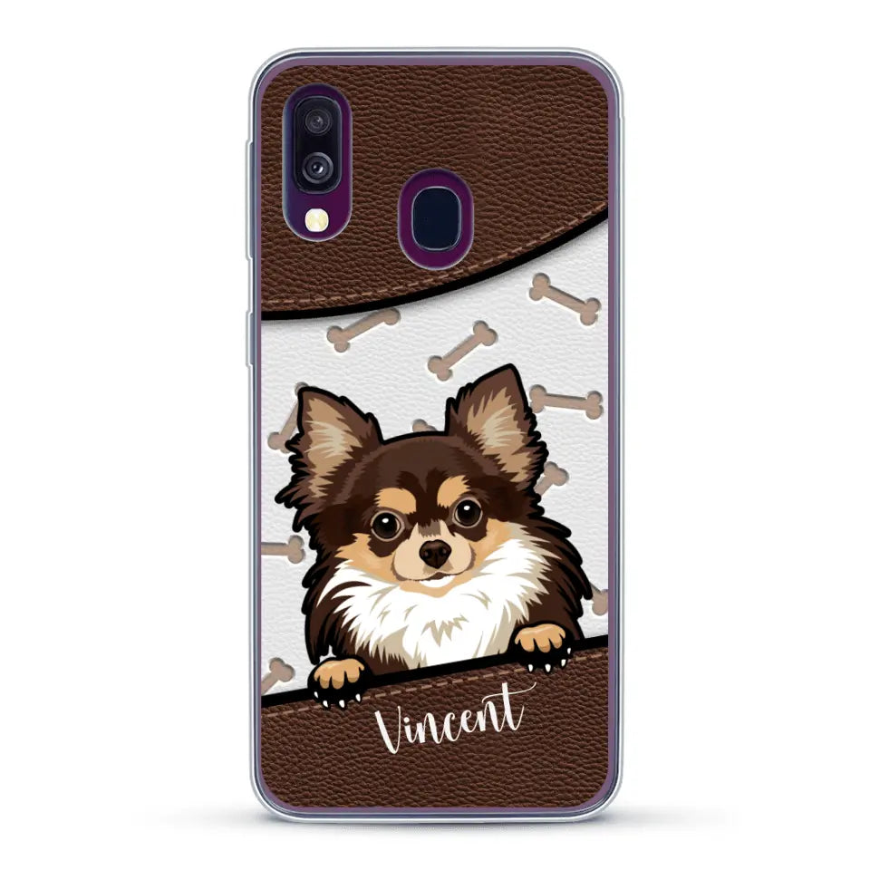 Hond lederen look - Gepersonaliseerd telefoonhoesje