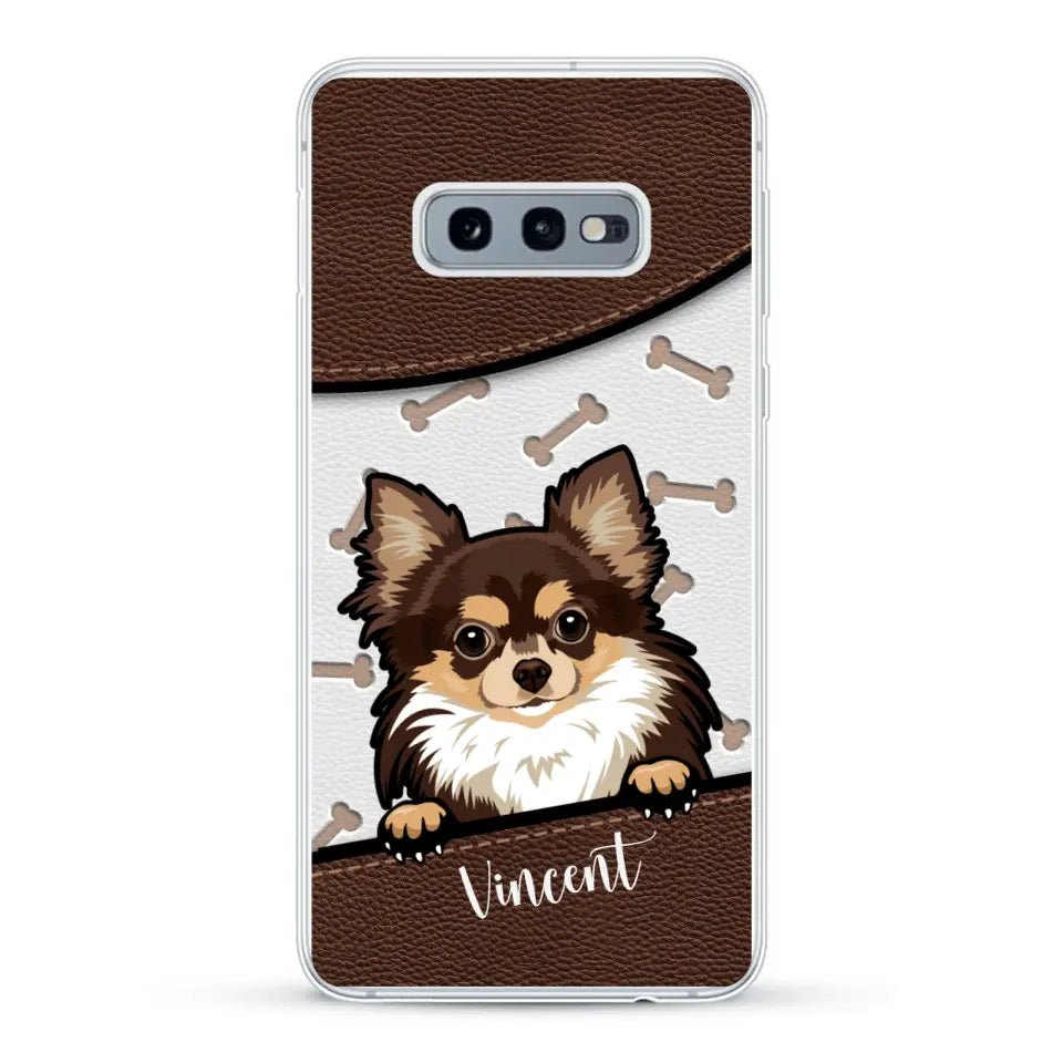 Hond lederen look - Gepersonaliseerd telefoonhoesje