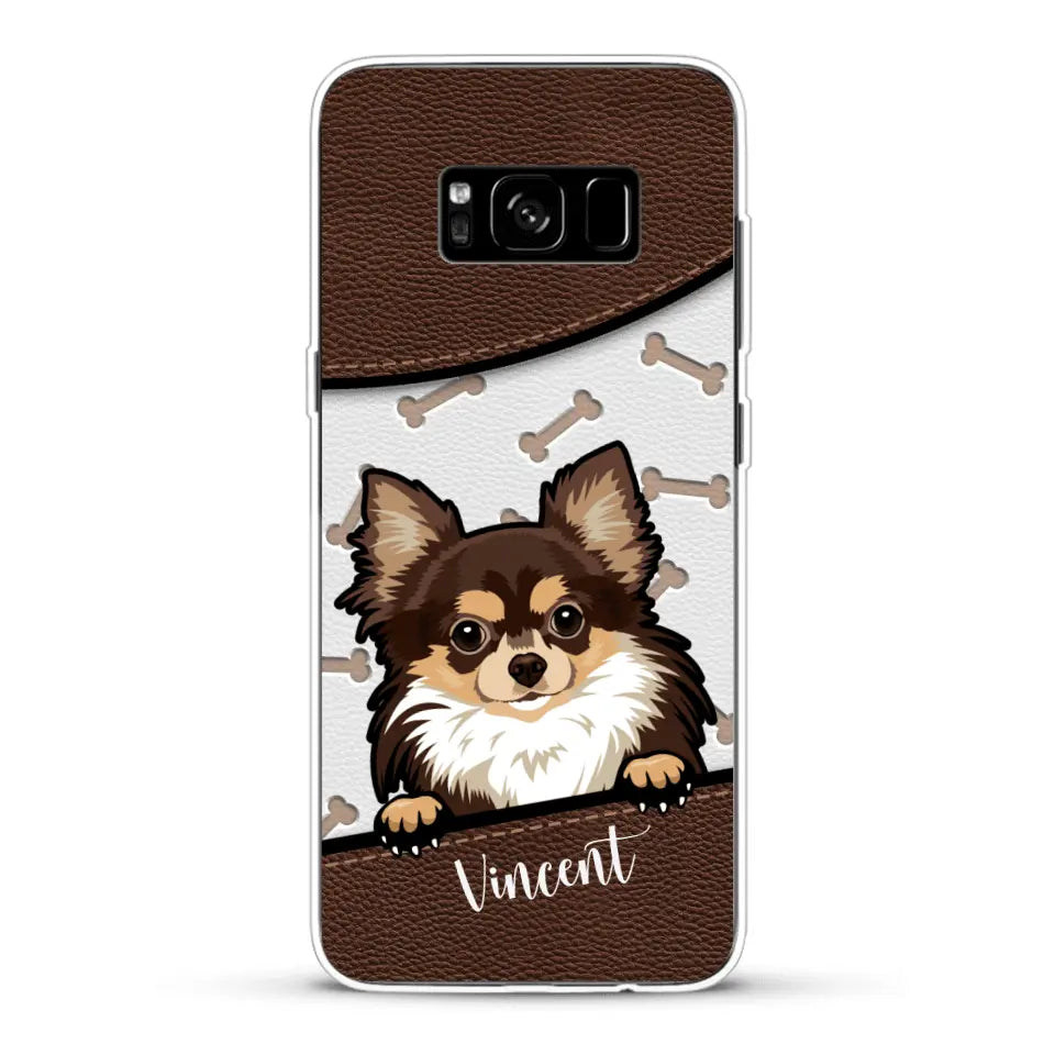 Hond lederen look - Gepersonaliseerd telefoonhoesje