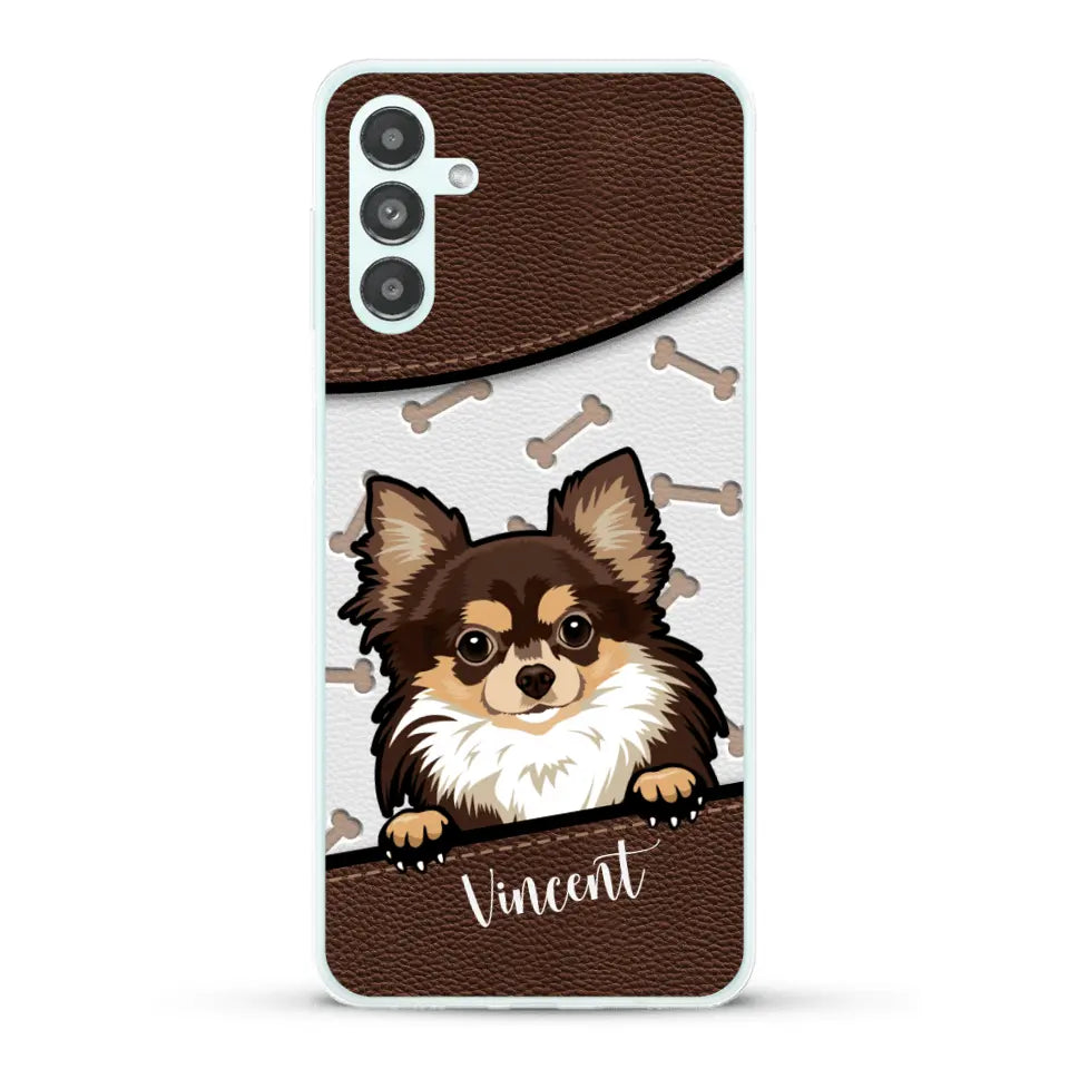 Hond lederen look - Gepersonaliseerd telefoonhoesje