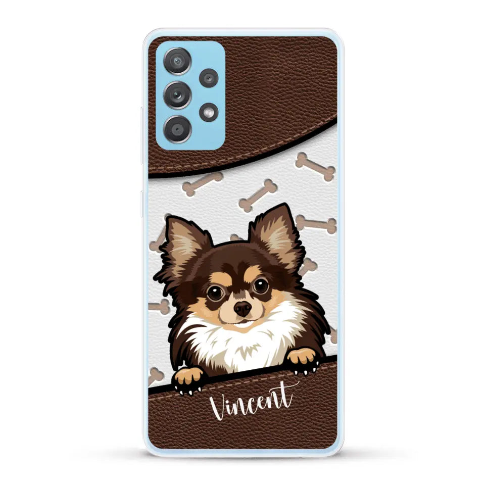 Hond lederen look - Gepersonaliseerd telefoonhoesje