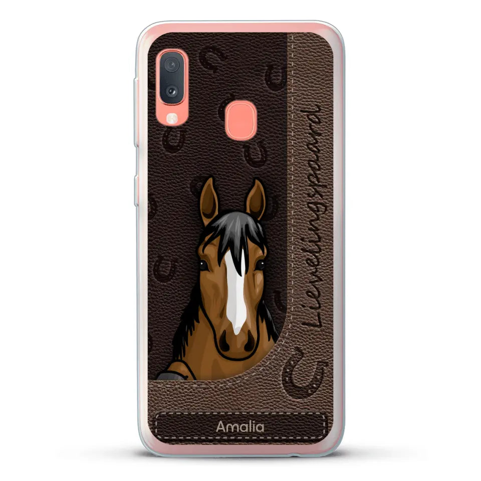 Spionerende paarden Leather Look - Gepersonaliseerd telefoonhoesje