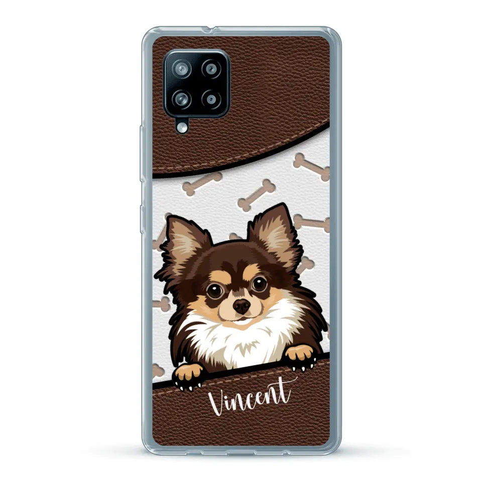 Hond lederen look - Gepersonaliseerd telefoonhoesje