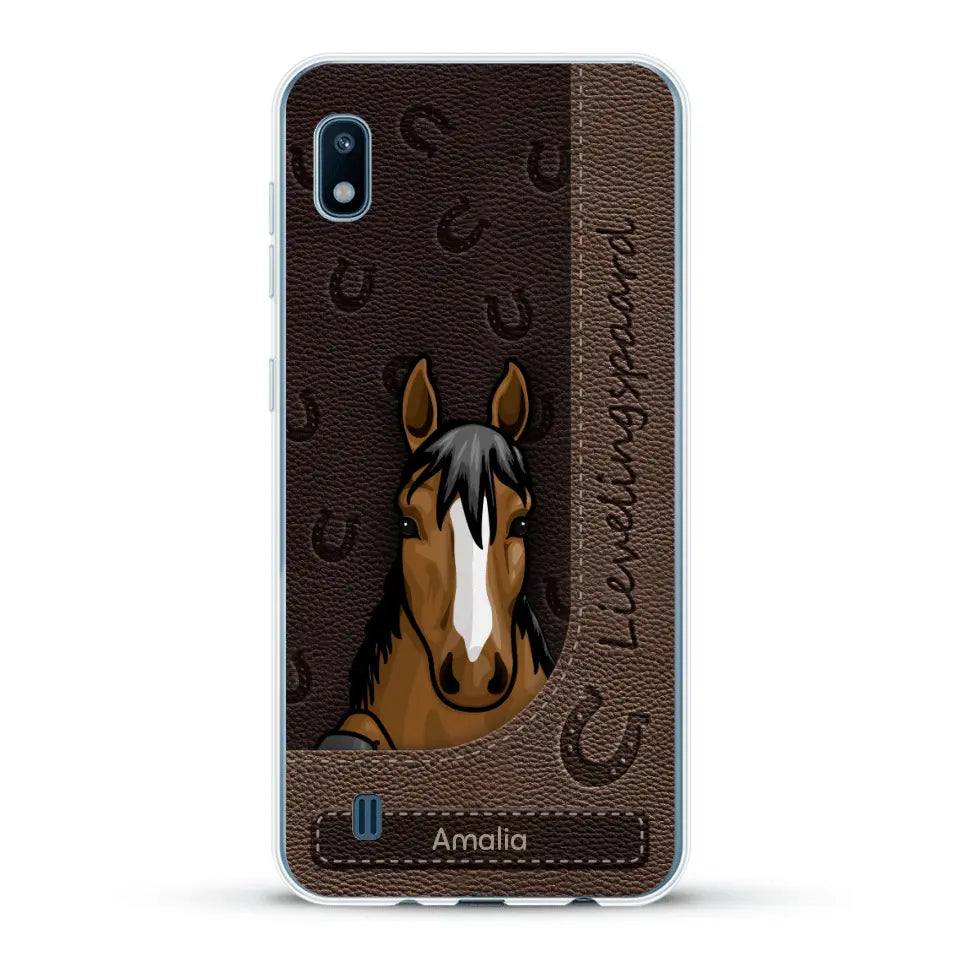 Spionerende paarden Leather Look - Gepersonaliseerd telefoonhoesje