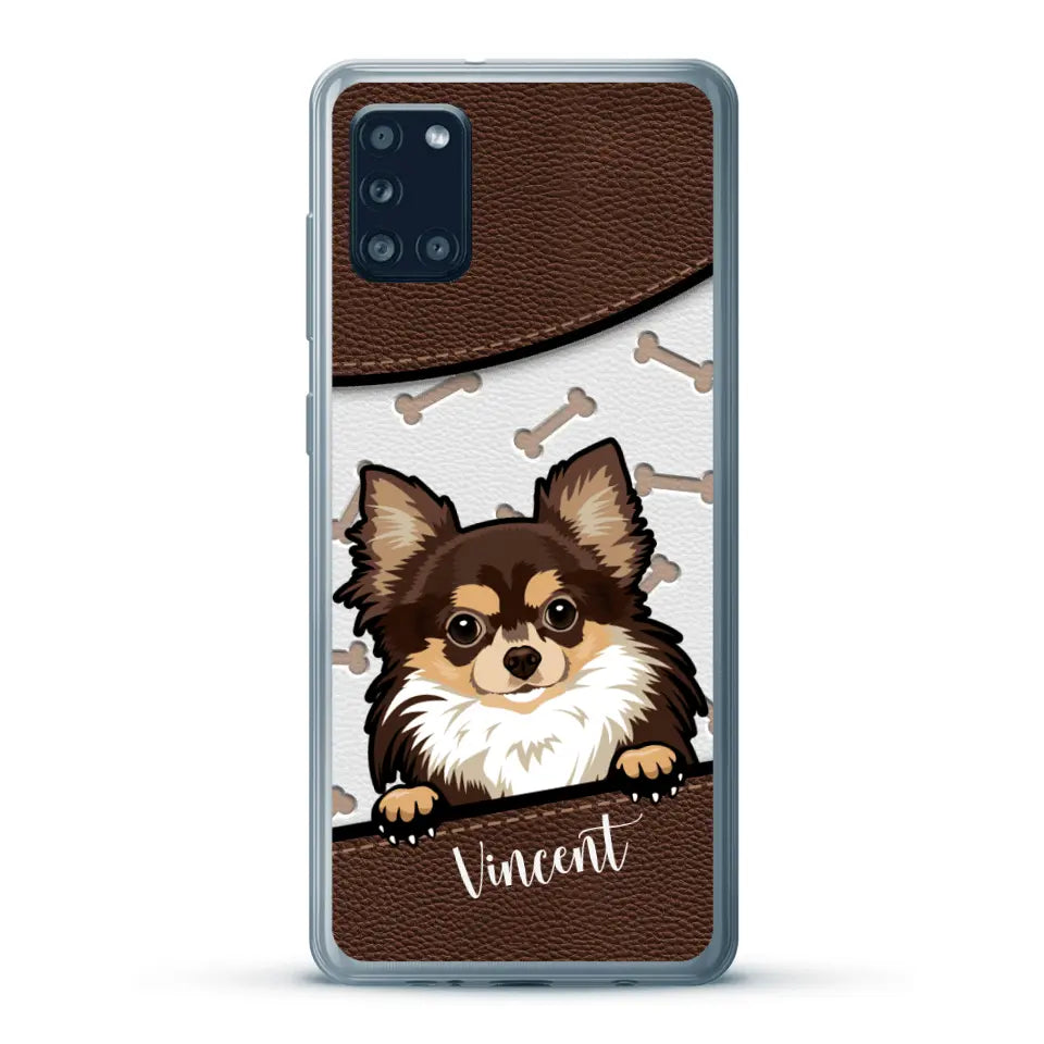 Hond lederen look - Gepersonaliseerd telefoonhoesje