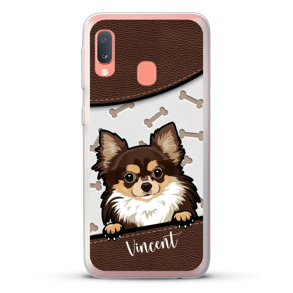 Hond lederen look - Gepersonaliseerd telefoonhoesje