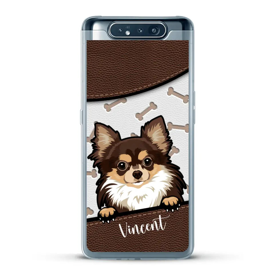 Hond lederen look - Gepersonaliseerd telefoonhoesje