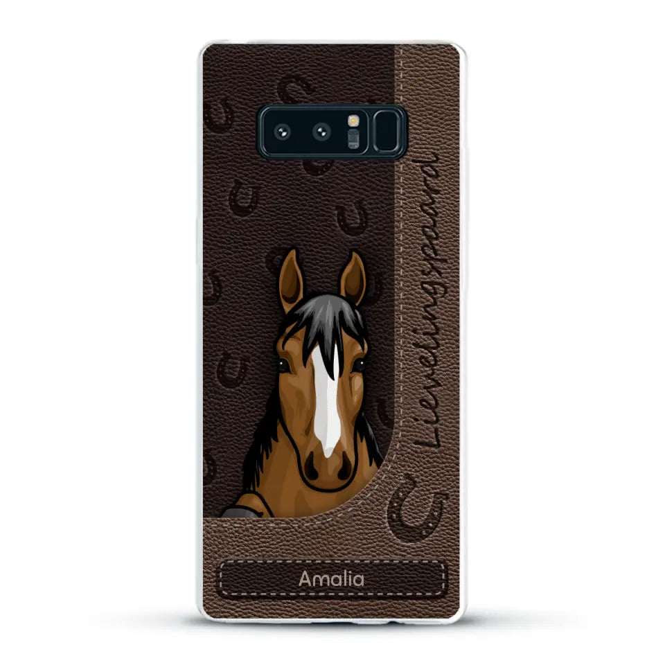 Spionerende paarden Leather Look - Gepersonaliseerd telefoonhoesje