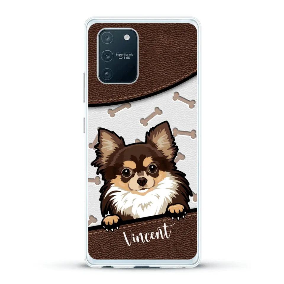 Hond lederen look - Gepersonaliseerd telefoonhoesje