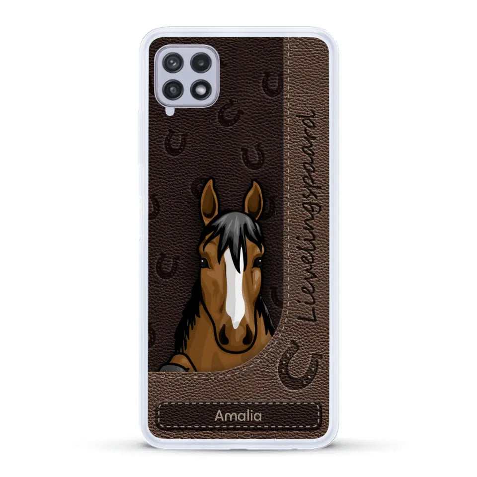 Spionerende paarden Leather Look - Gepersonaliseerd telefoonhoesje