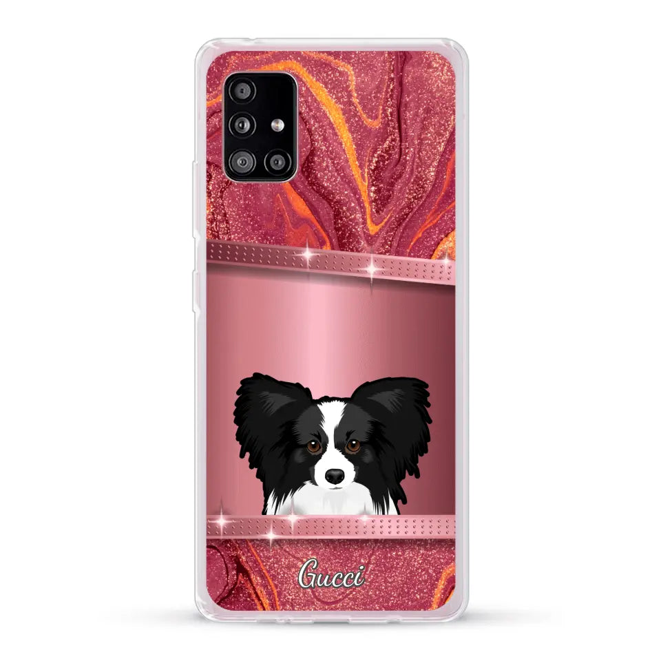 Spionerende Honden glitter - Gepersonaliseerd telefoonhoesje