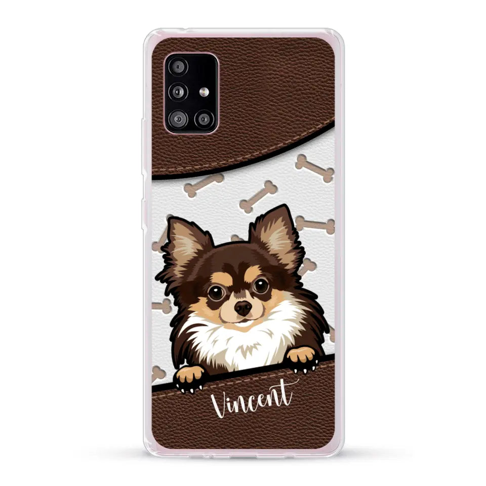 Hond lederen look - Gepersonaliseerd telefoonhoesje