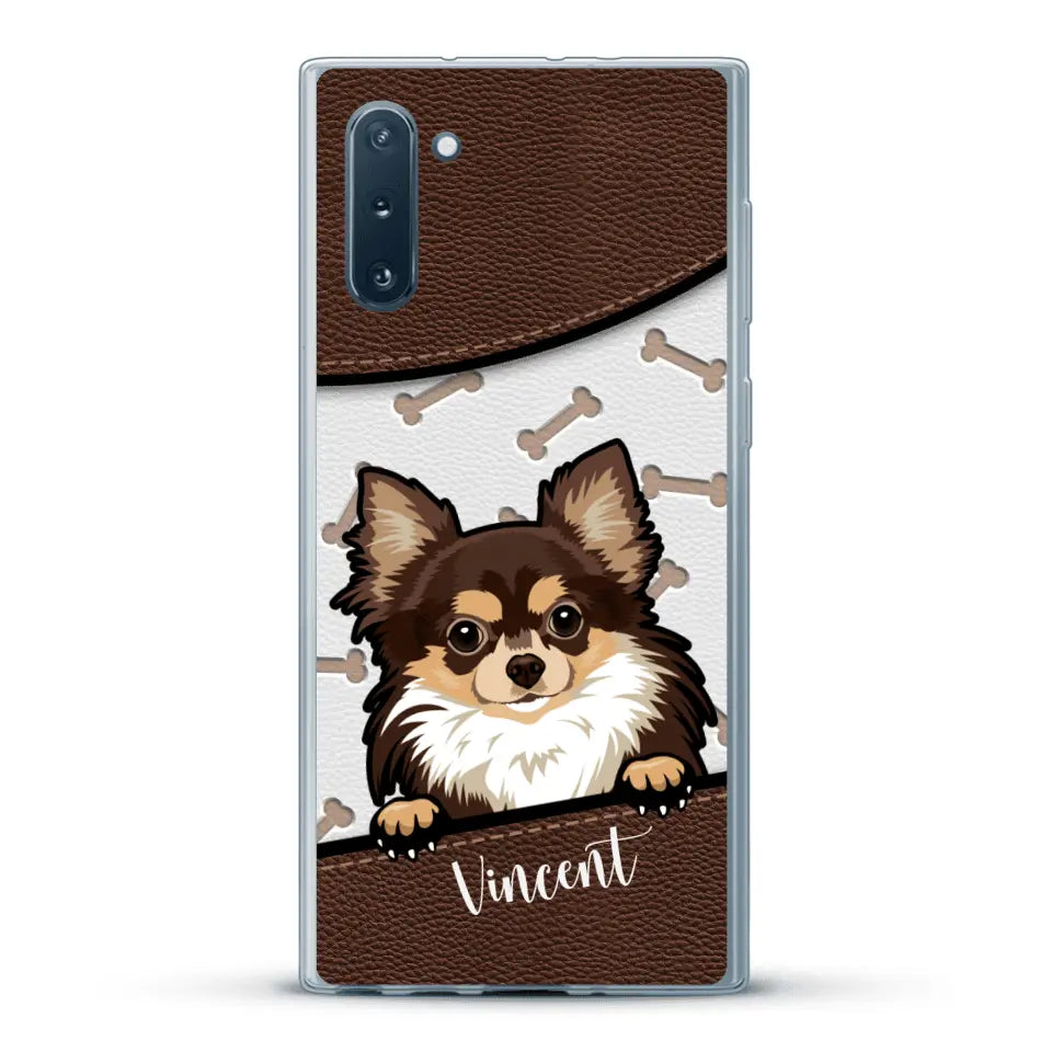 Hond lederen look - Gepersonaliseerd telefoonhoesje