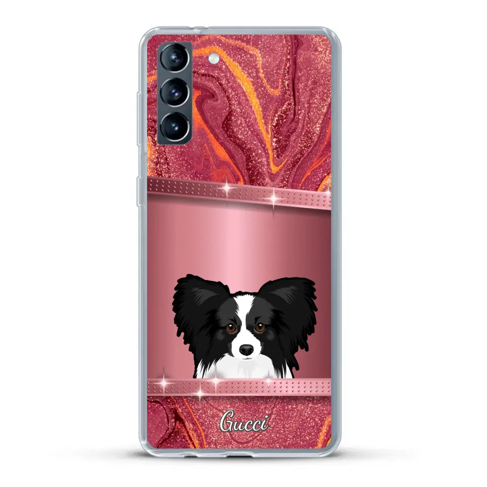 Spionerende Honden glitter - Gepersonaliseerd telefoonhoesje