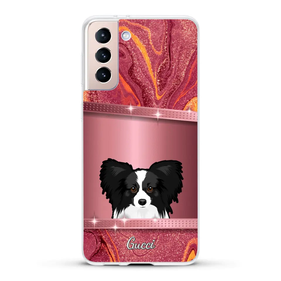 Spionerende Honden glitter - Gepersonaliseerd telefoonhoesje