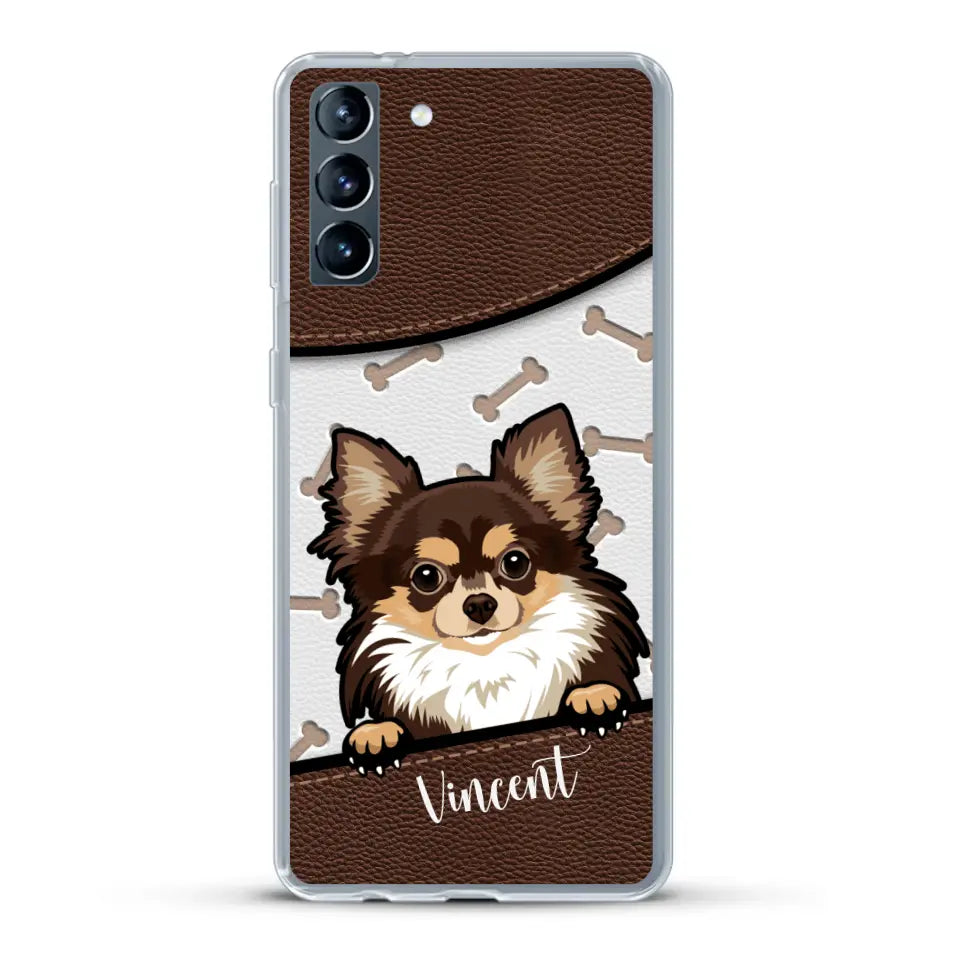 Hond lederen look - Gepersonaliseerd telefoonhoesje