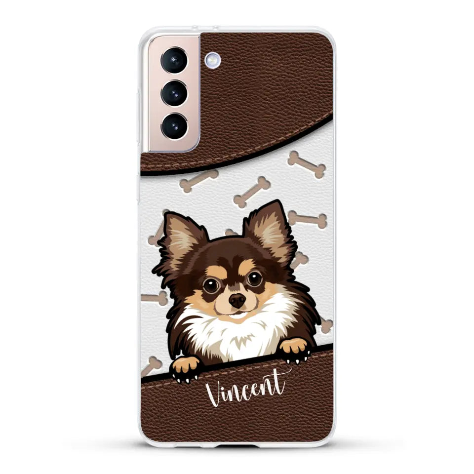 Hond lederen look - Gepersonaliseerd telefoonhoesje