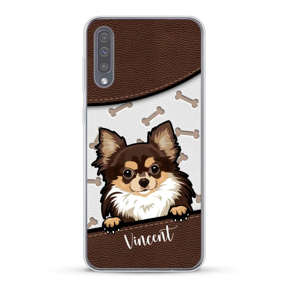 Hond lederen look - Gepersonaliseerd telefoonhoesje