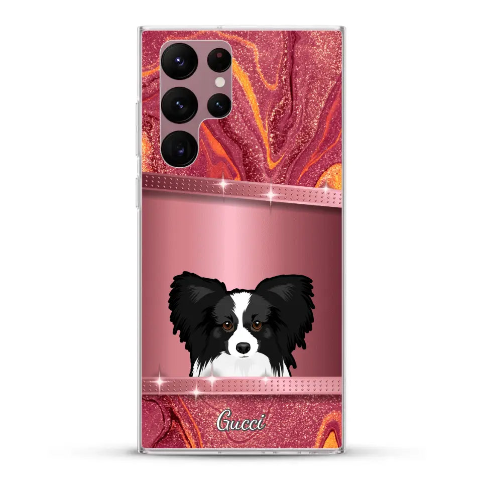 Spionerende Honden glitter - Gepersonaliseerd telefoonhoesje