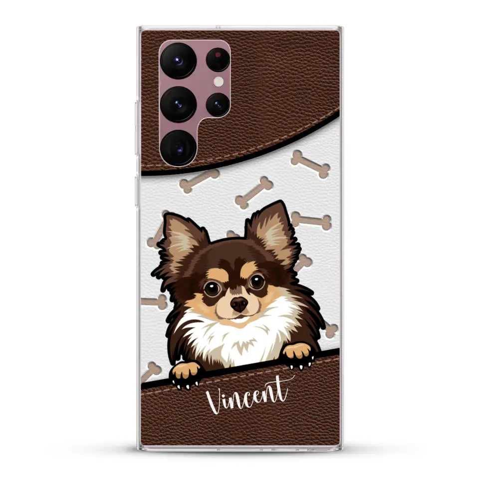 Hond lederen look - Gepersonaliseerd telefoonhoesje