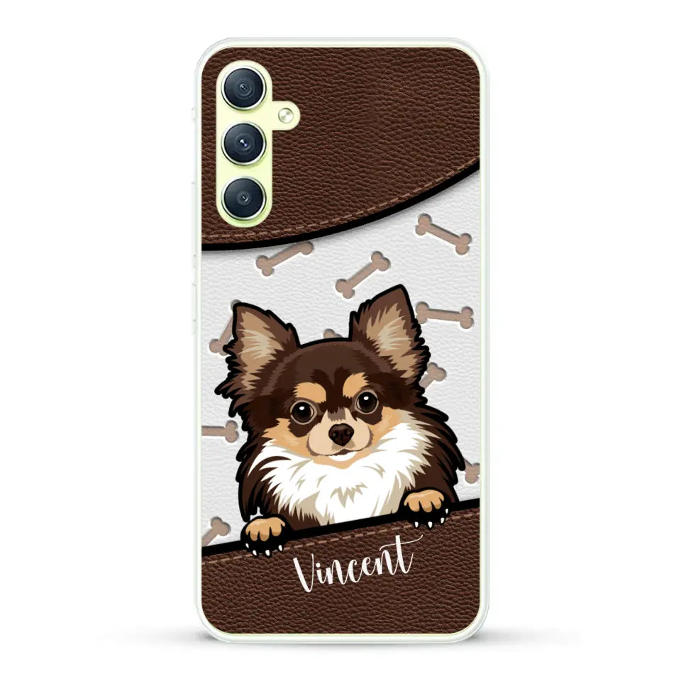 Hond lederen look - Gepersonaliseerd telefoonhoesje