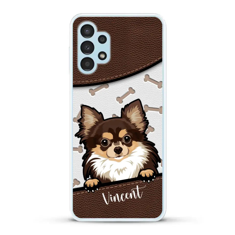 Hond lederen look - Gepersonaliseerd telefoonhoesje