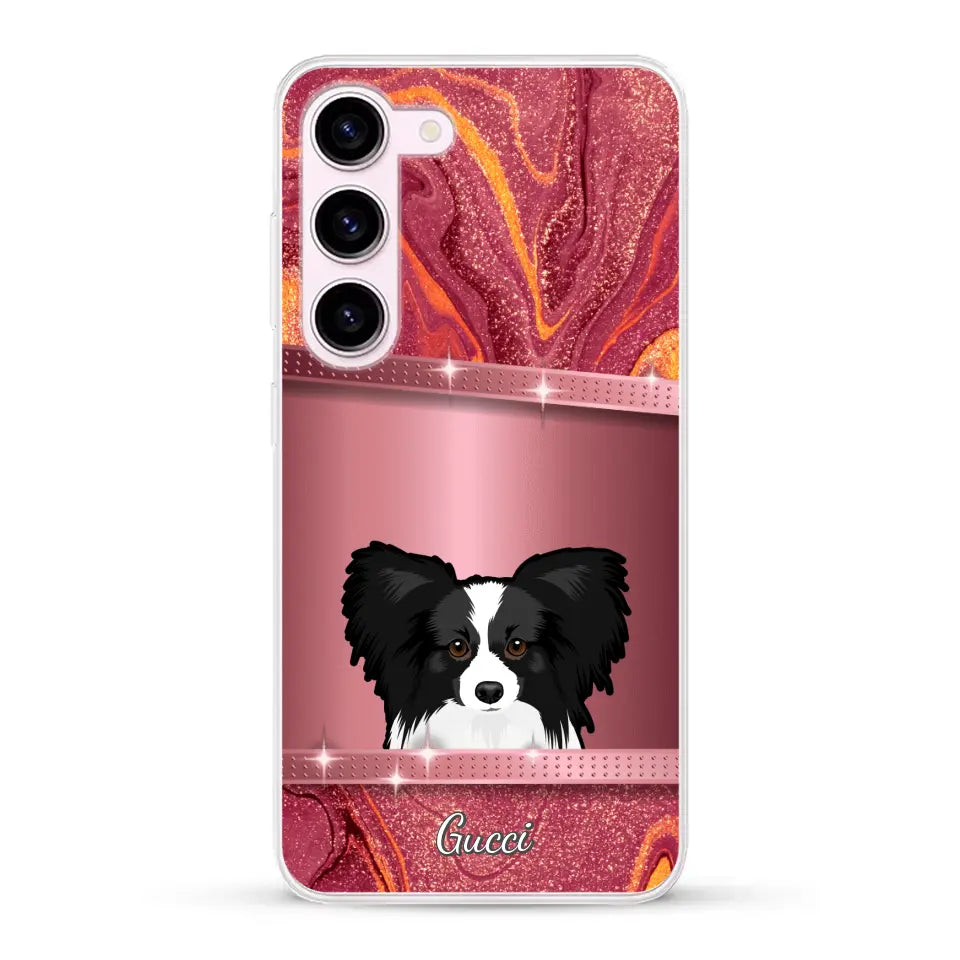 Spionerende Honden glitter - Gepersonaliseerd telefoonhoesje