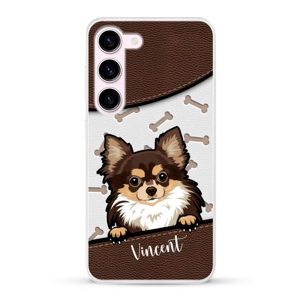 Hond lederen look - Gepersonaliseerd telefoonhoesje