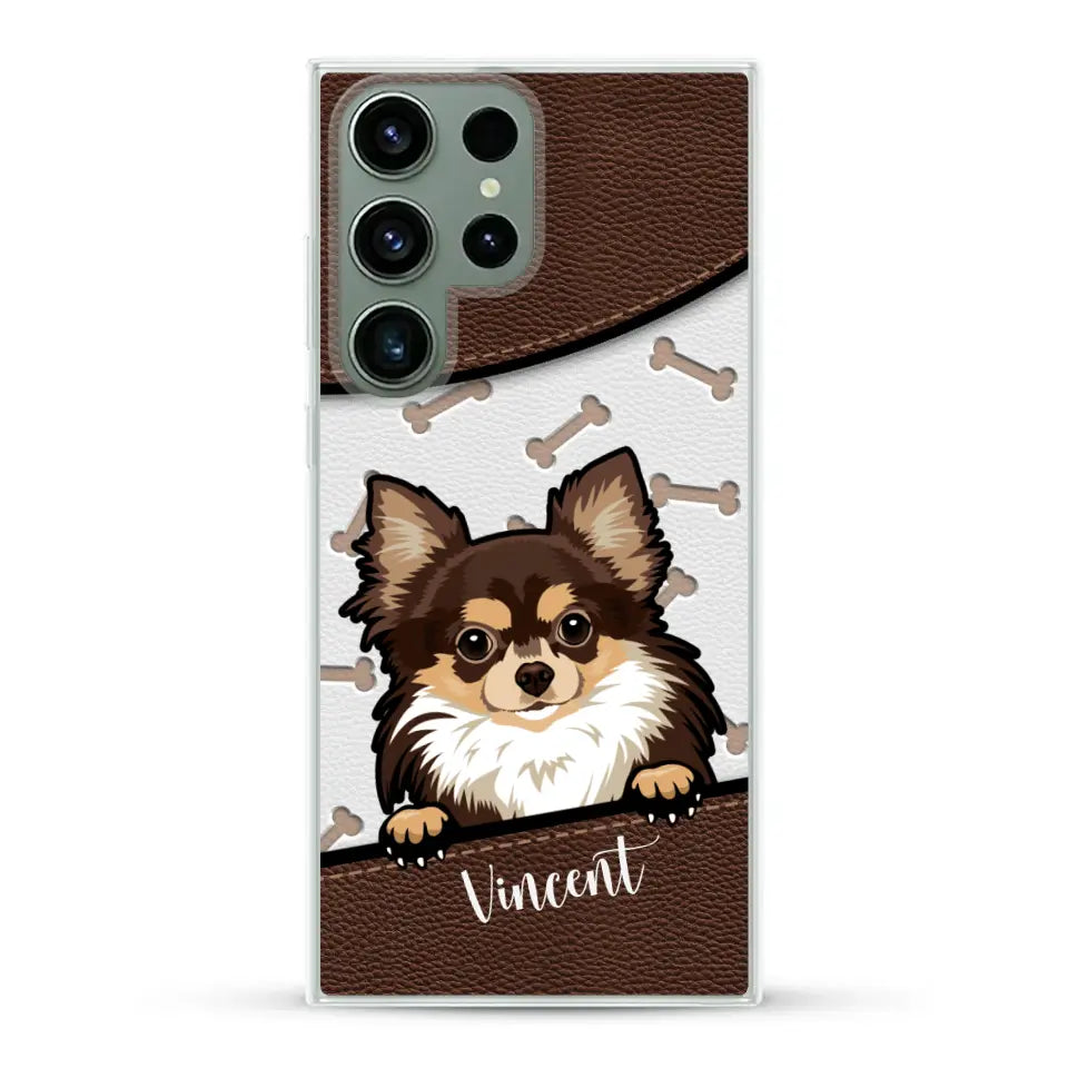 Hond lederen look - Gepersonaliseerd telefoonhoesje