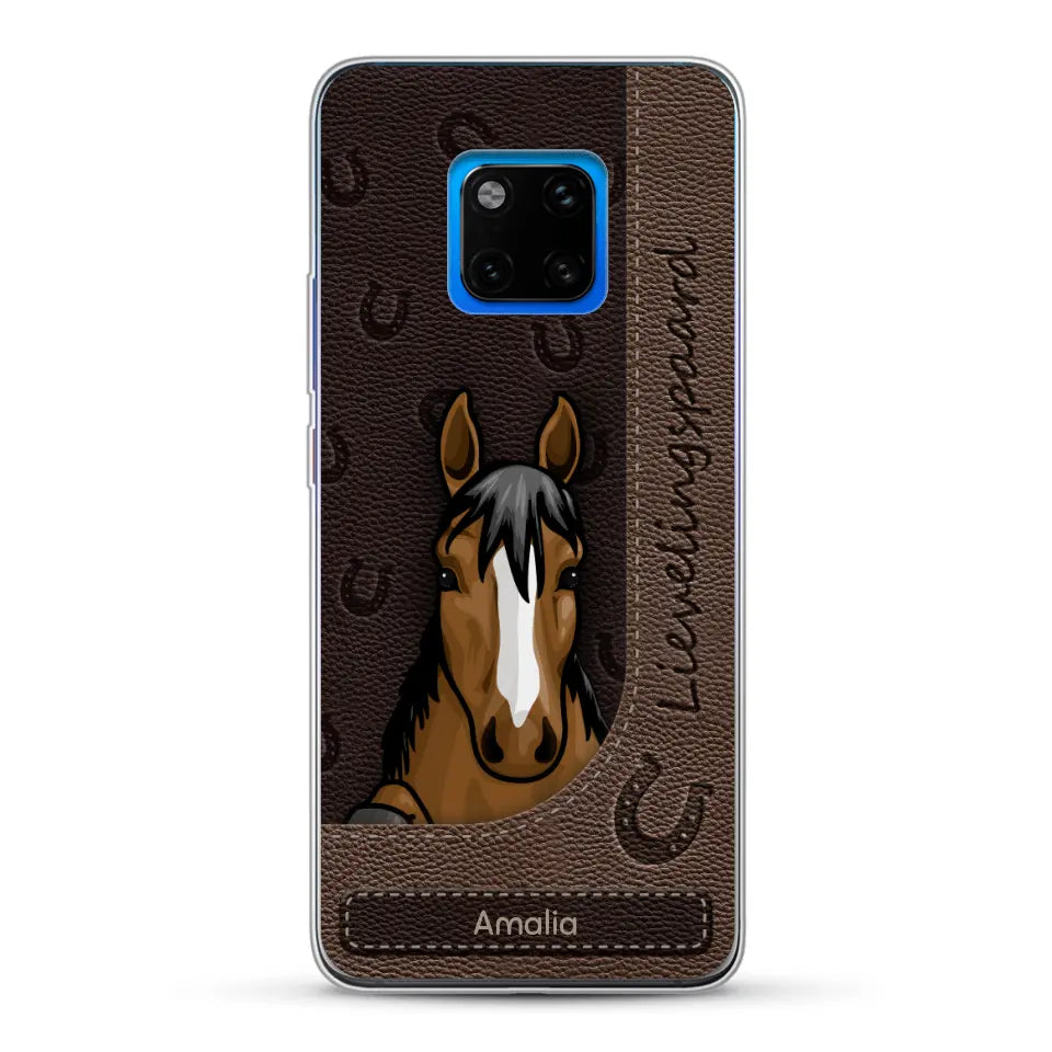 Spionerende paarden Leather Look - Gepersonaliseerd telefoonhoesje