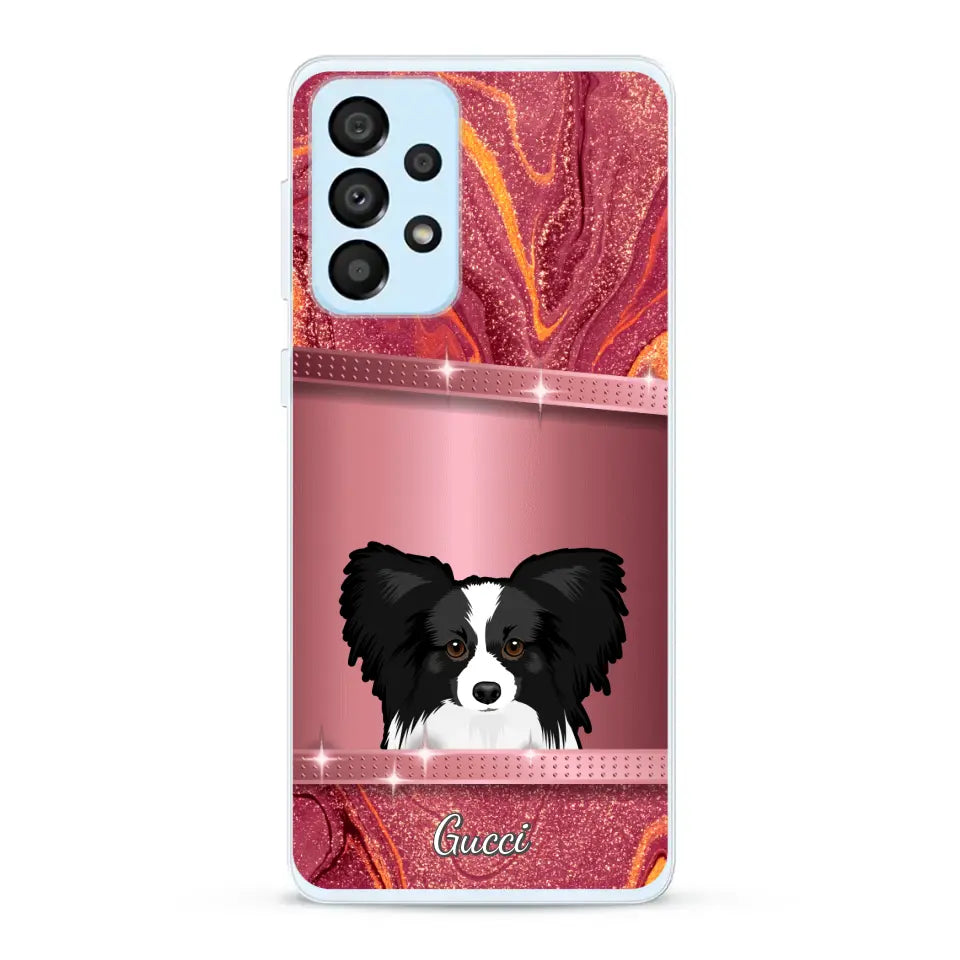 Spionerende Honden glitter - Gepersonaliseerd telefoonhoesje