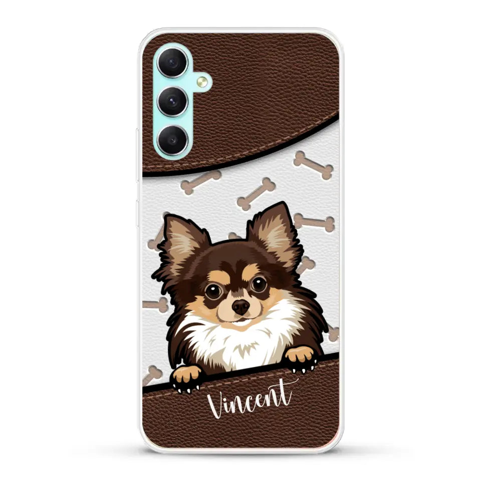 Hond lederen look - Gepersonaliseerd telefoonhoesje