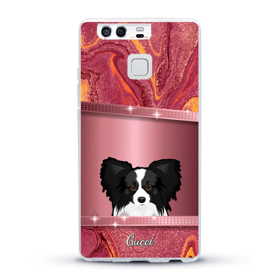 Spionerende Honden glitter - Gepersonaliseerd telefoonhoesje