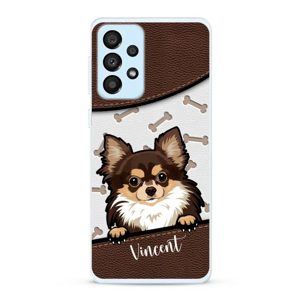 Hond lederen look - Gepersonaliseerd telefoonhoesje