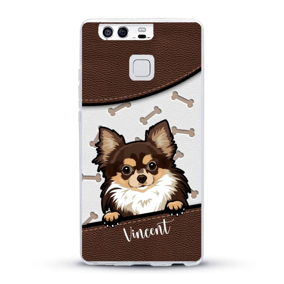 Hond lederen look - Gepersonaliseerd telefoonhoesje