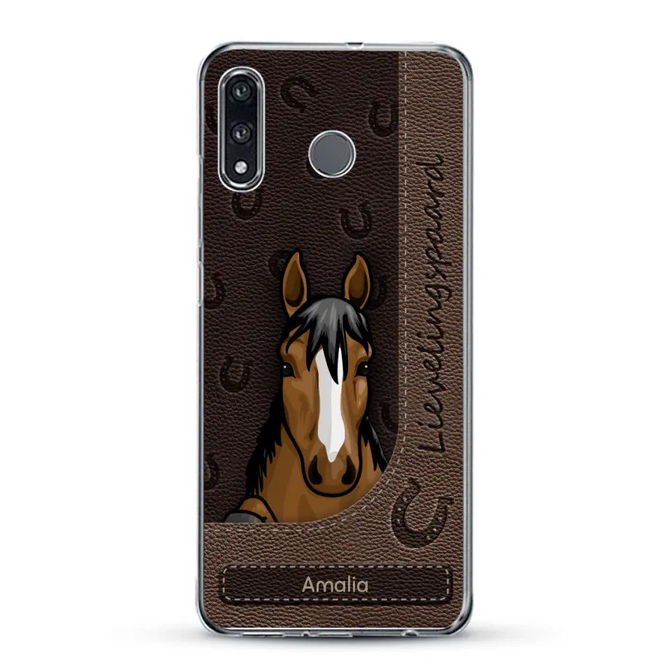 Spionerende paarden Leather Look - Gepersonaliseerd telefoonhoesje