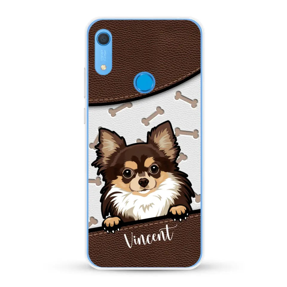 Hond lederen look - Gepersonaliseerd telefoonhoesje