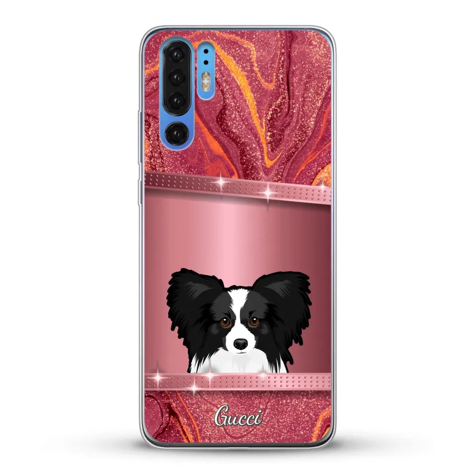 Spionerende Honden glitter - Gepersonaliseerd telefoonhoesje