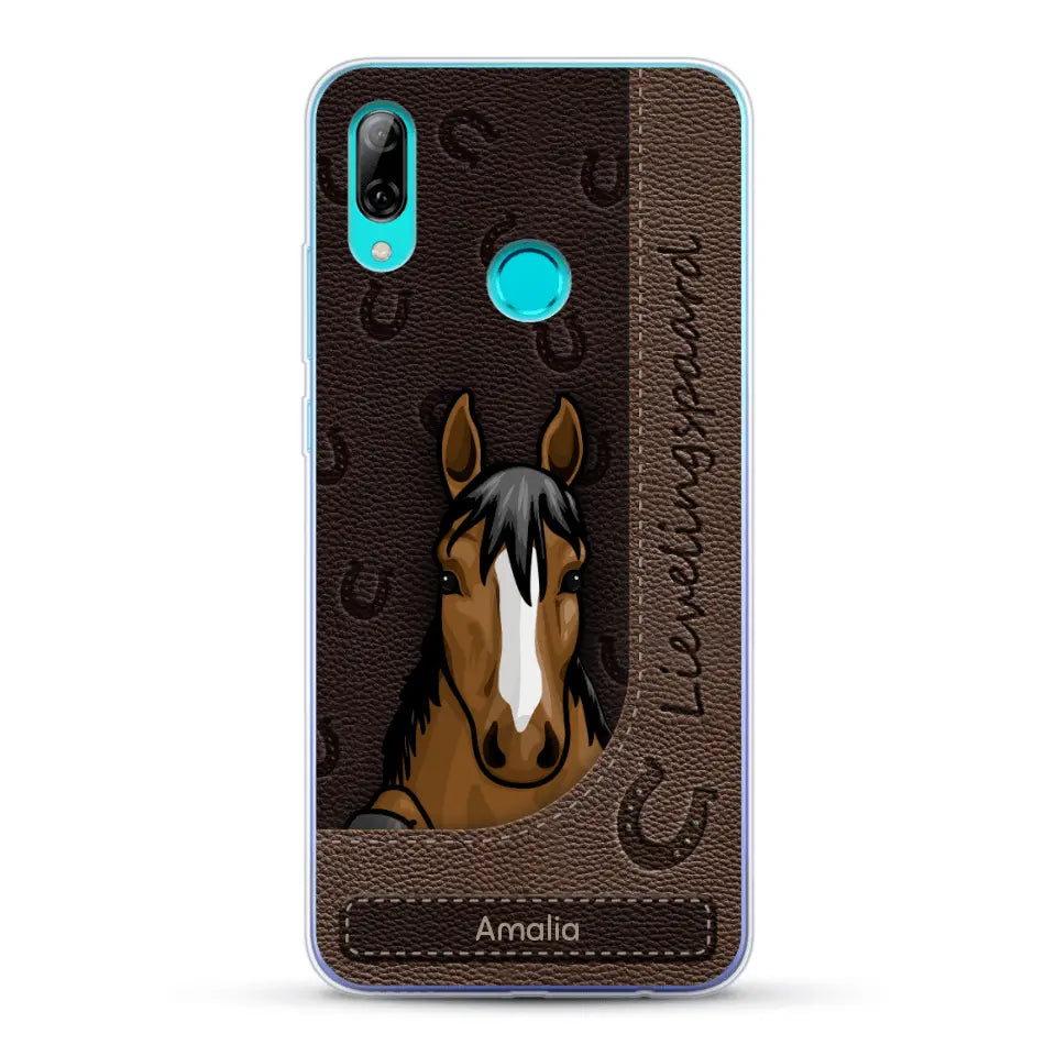 Spionerende paarden Leather Look - Gepersonaliseerd telefoonhoesje