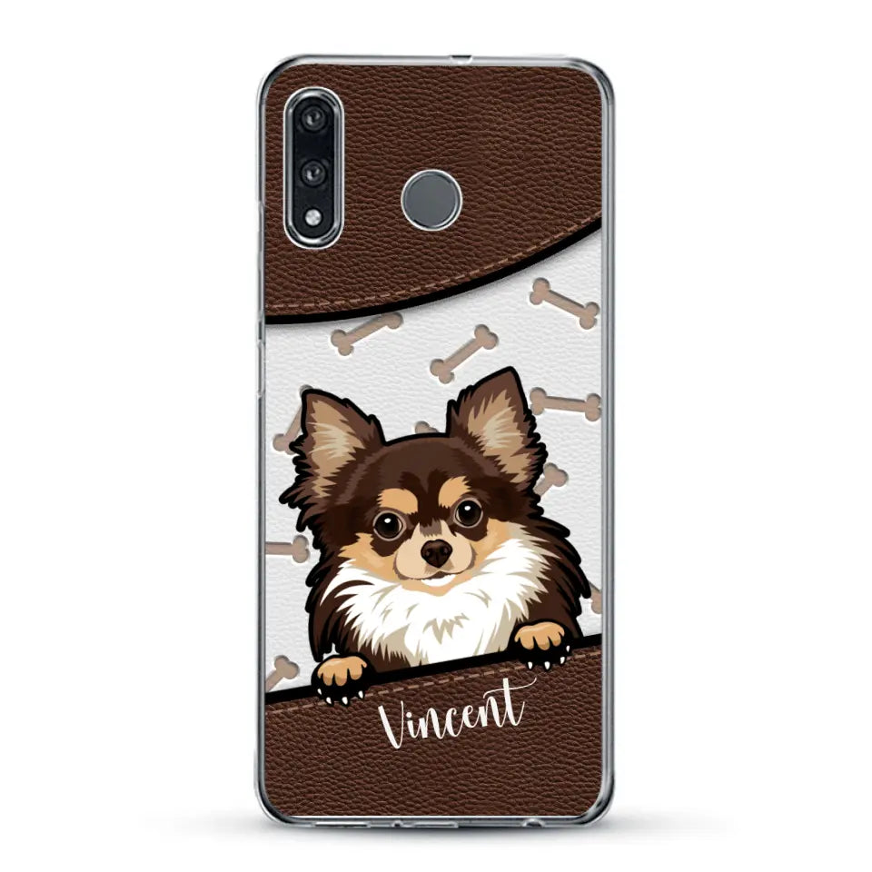 Hond lederen look - Gepersonaliseerd telefoonhoesje