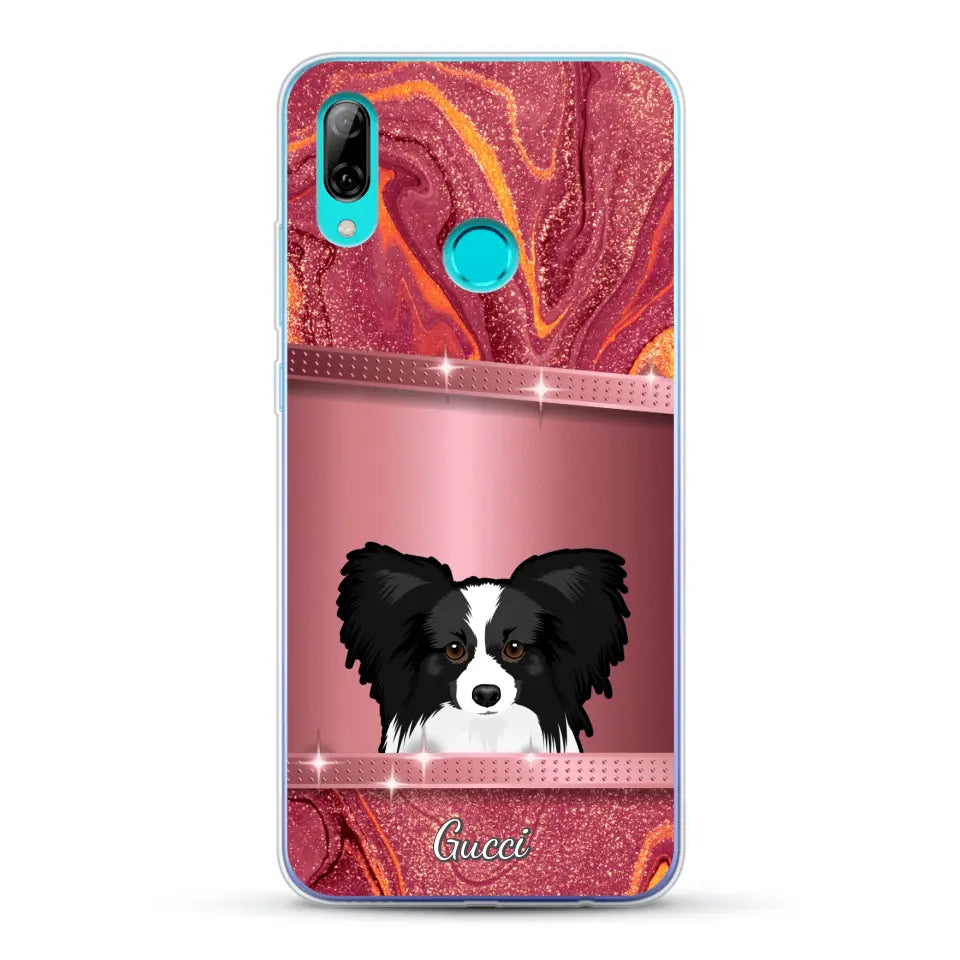 Spionerende Honden glitter - Gepersonaliseerd telefoonhoesje