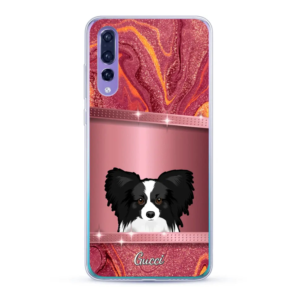 Spionerende Honden glitter - Gepersonaliseerd telefoonhoesje