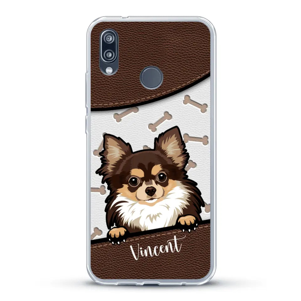 Hond lederen look - Gepersonaliseerd telefoonhoesje